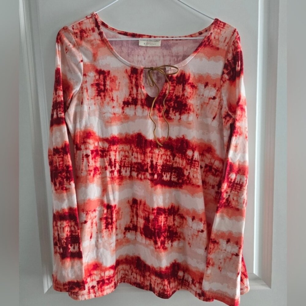 Bobbie Brooks Red and White Tie Front Blouse Top